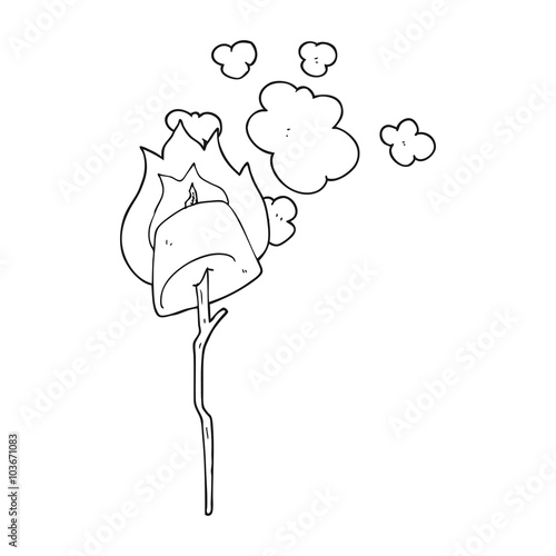 black and white cartoon toasted marshmallow