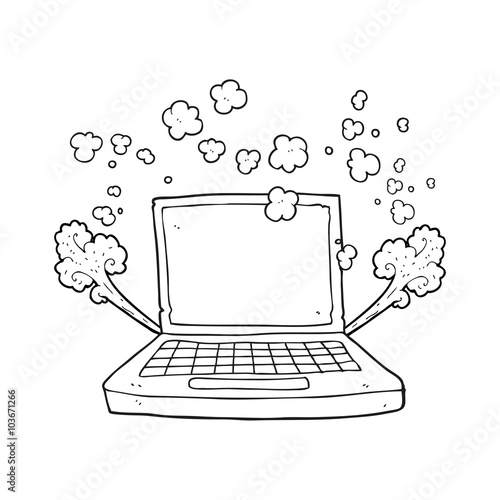 black and white cartoon laptop computer fault