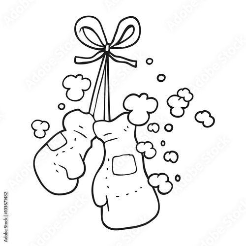 black and white cartoon boxing gloves