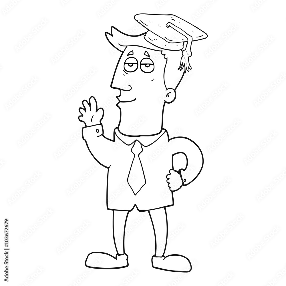 black and white cartoon graduate black and white cartoon graduate