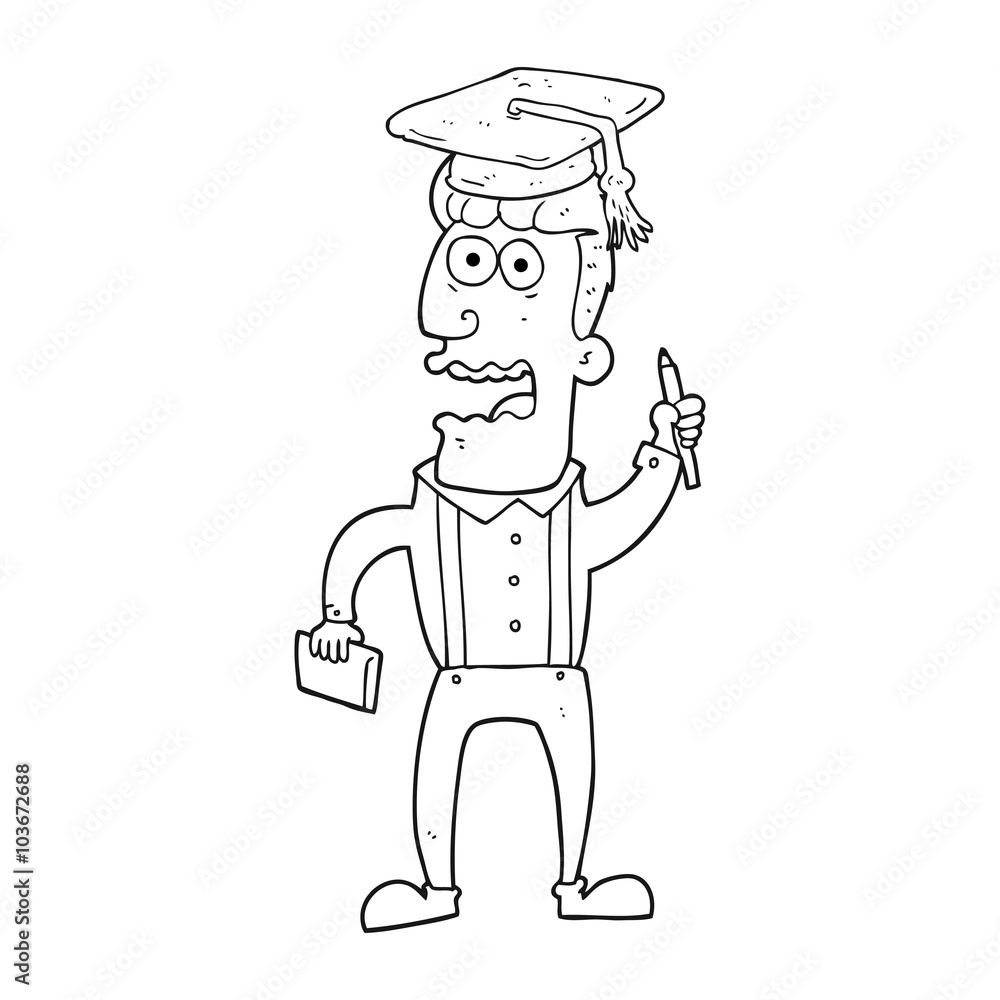 Fototapeta premium black and white cartoon stressed student