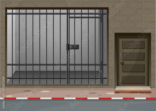 Scene with prison room at building