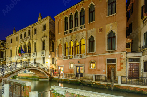 Beautiful views at night in Venice, Italy.