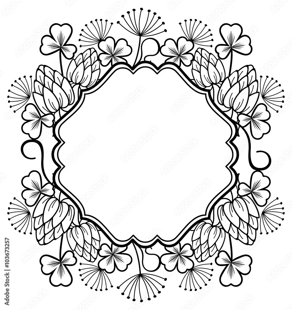 Outline label with floral contours Outline label with floral contours