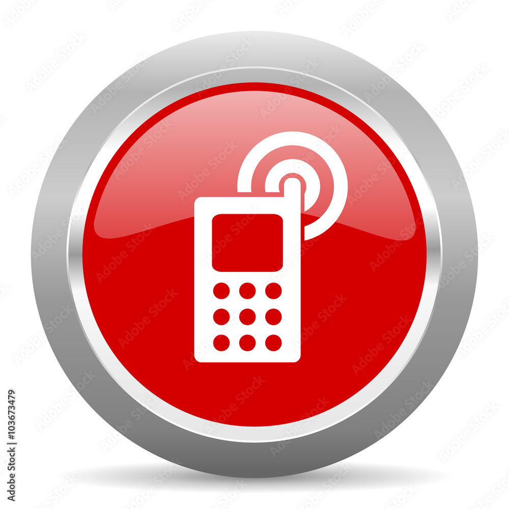 phone red metallic chrome web circle glossy icon phone red metallic chrome web circle glossy icon