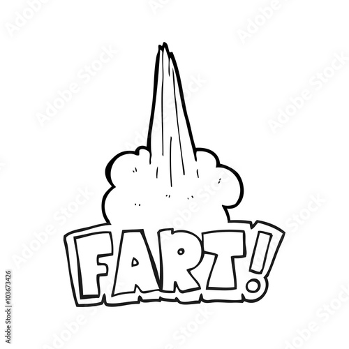 black and white cartoon fart symbol