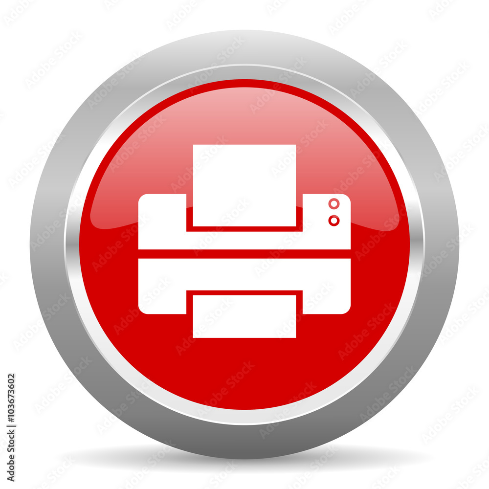 printer red metallic chrome web circle glossy icon printer red metallic chrome web circle glossy icon