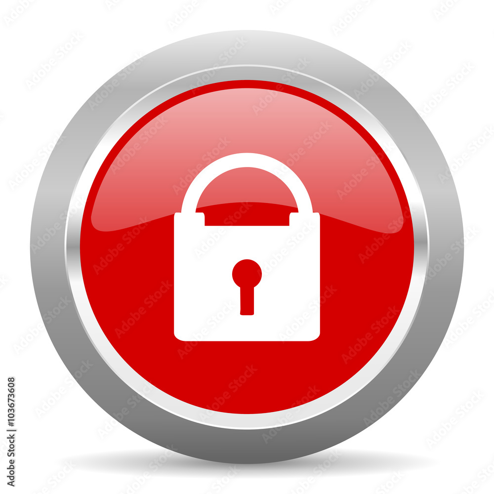 padlock red metallic chrome web circle glossy icon padlock red metallic chrome web circle glossy icon