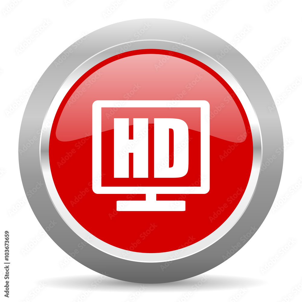 hd display red metallic chrome web circle glossy icon hd display red metallic chrome web circle glossy icon
