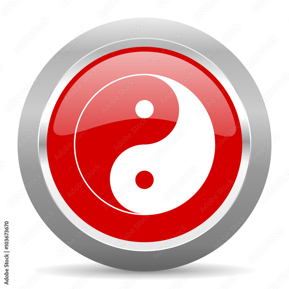 ying yang red metallic chrome web circle glossy icon ying yang red metallic chrome web circle glossy icon