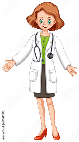 Female doctor in white gown and stethoscope