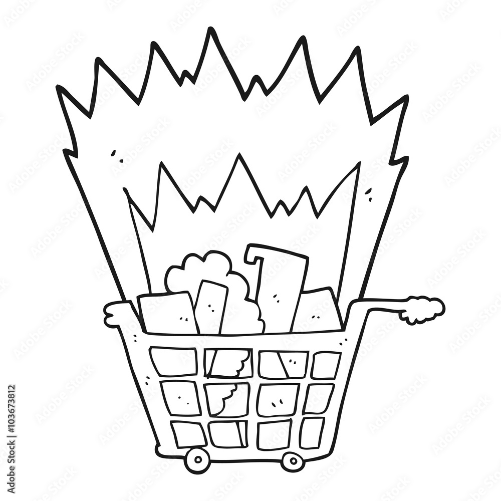 black and white cartoon shopping trolley black and white cartoon shopping trolley