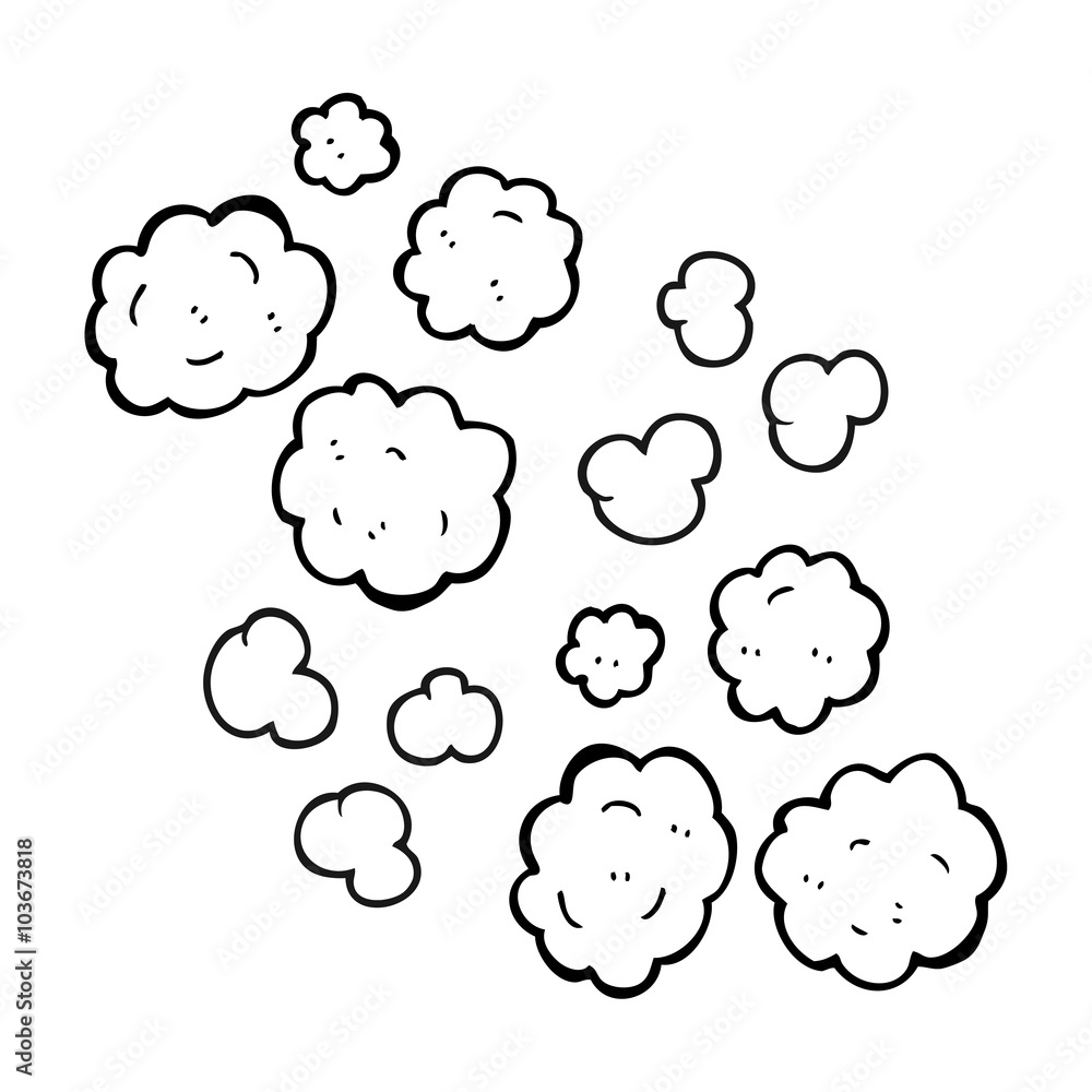 black and white cartoon smoke clouds