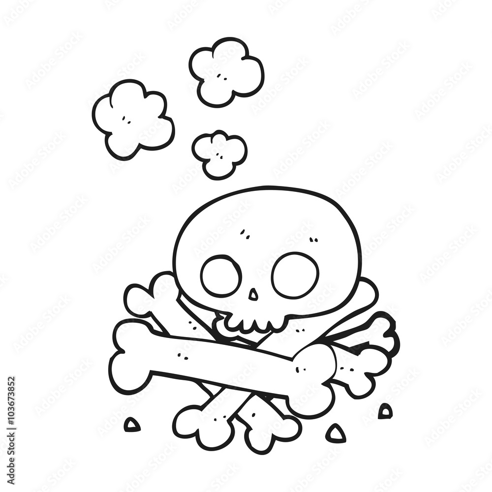Obraz premium black and white cartoon pile of bones