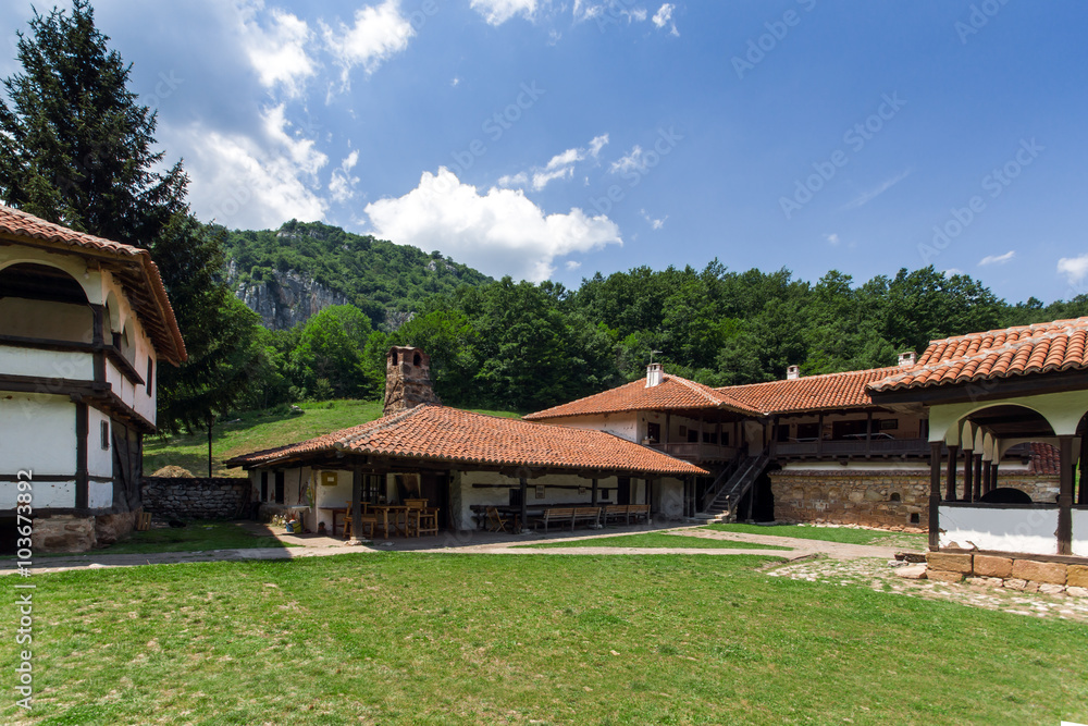 inner courtyard of the Poganovo Monastery of St. John the Theologian, Serbia