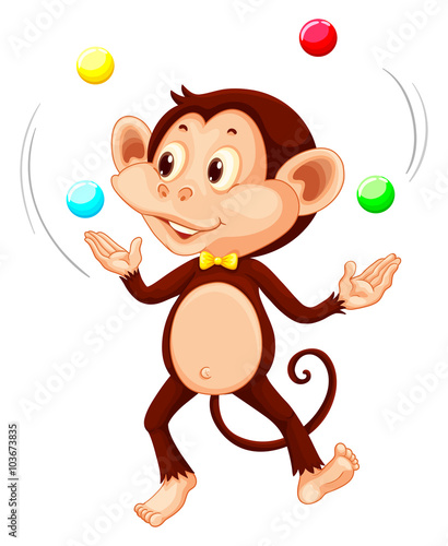 Happy monkey juggling balls
