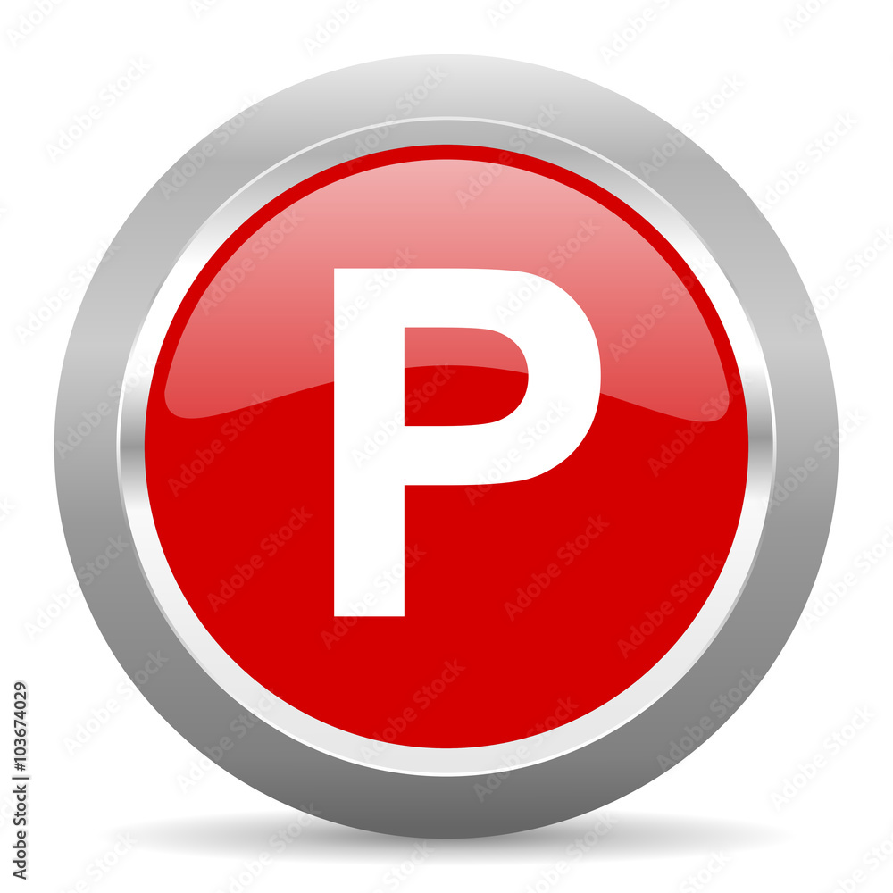 parking red metallic chrome web circle glossy icon parking red metallic chrome web circle glossy icon