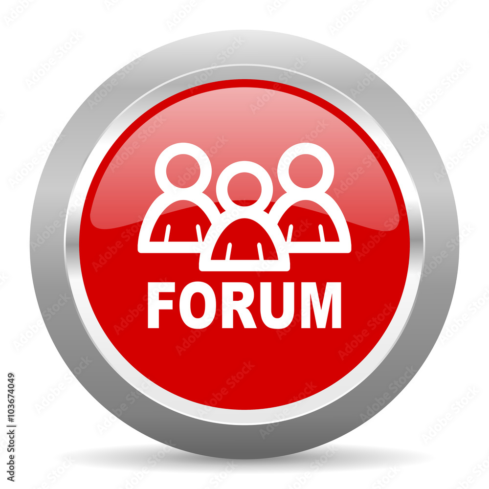forum red metallic chrome web circle glossy icon forum red metallic chrome web circle glossy icon
