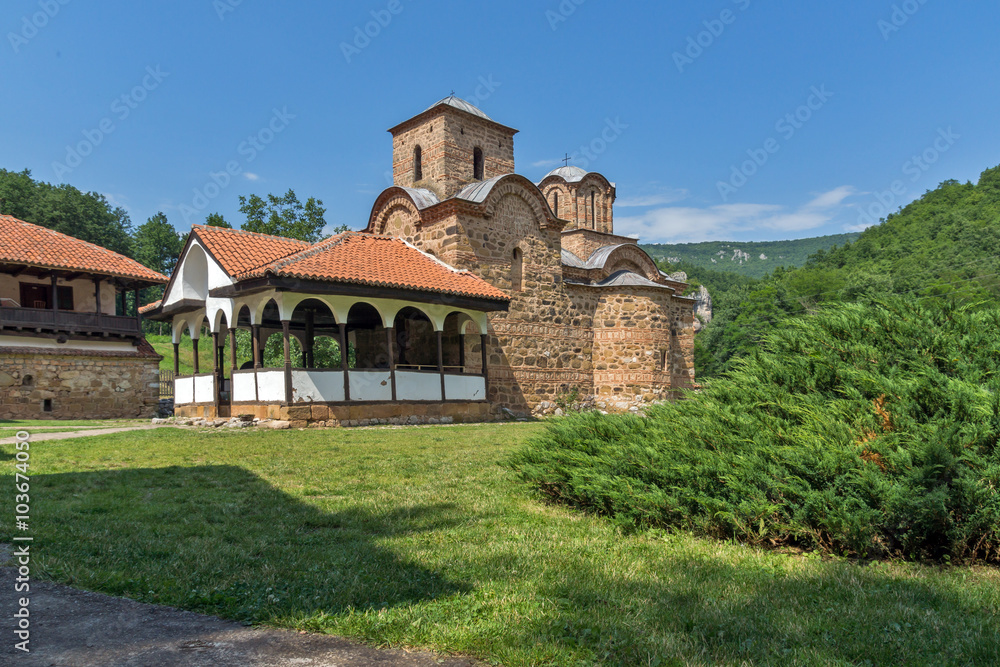 Panoramic view of church in Poganovo Monastery of St. John the Theologian, Serbia