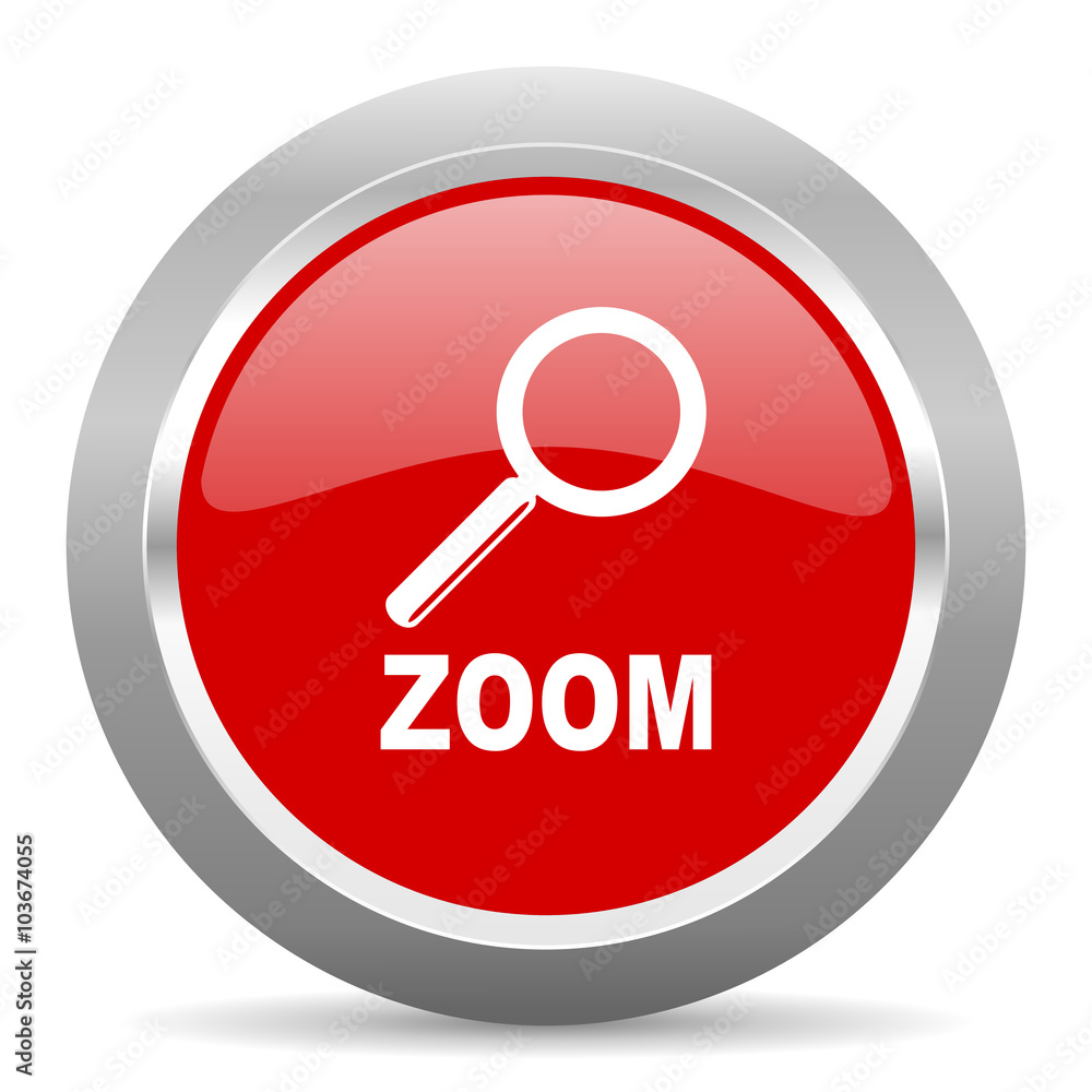 zoom red metallic chrome web circle glossy icon zoom red metallic chrome web circle glossy icon