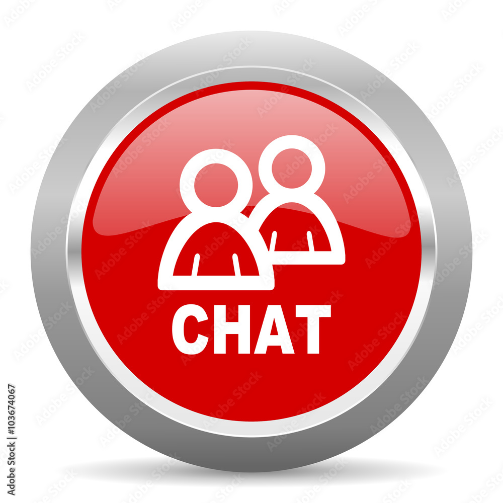 chat red metallic chrome web circle glossy icon chat red metallic chrome web circle glossy icon