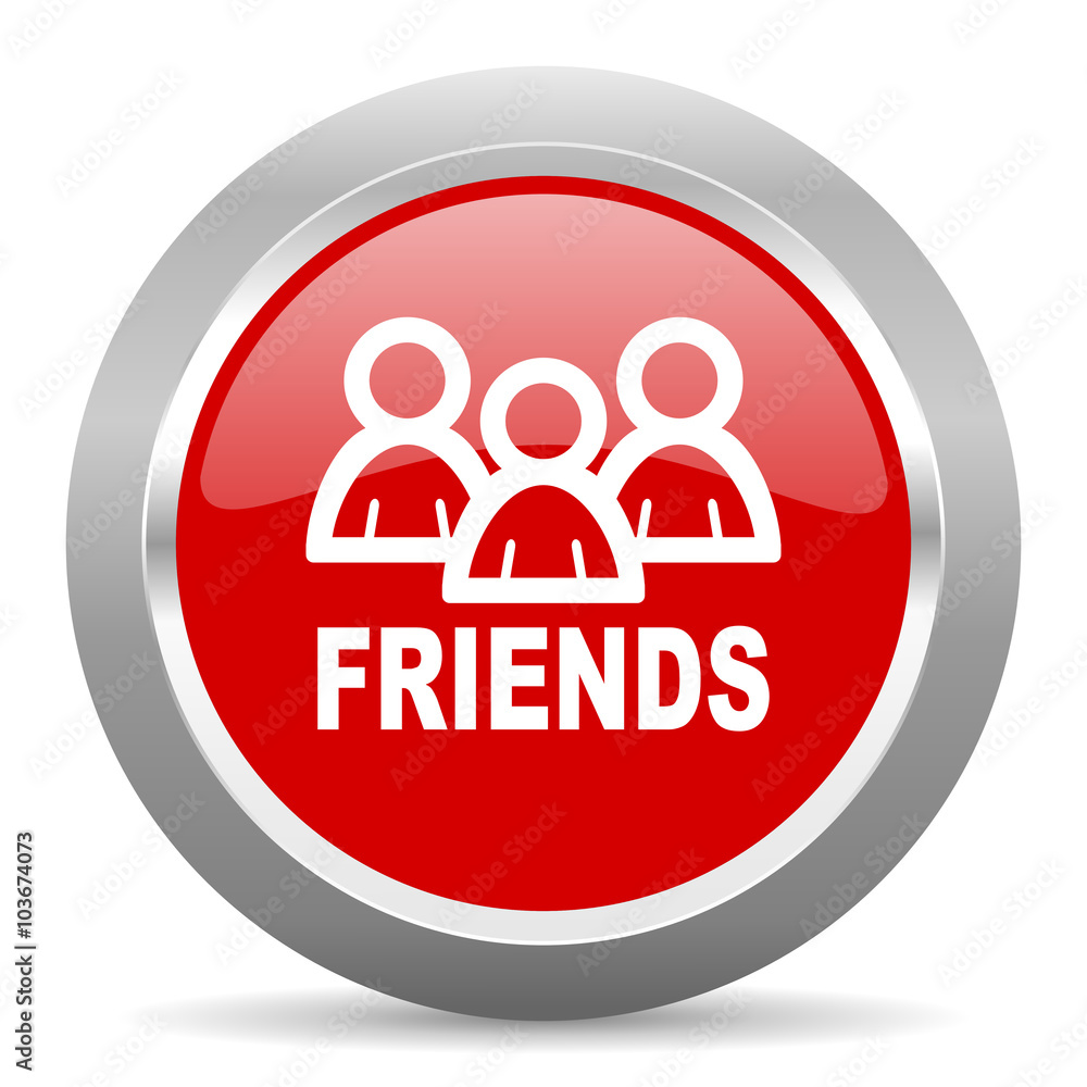 friends red metallic chrome web circle glossy icon friends red metallic chrome web circle glossy icon