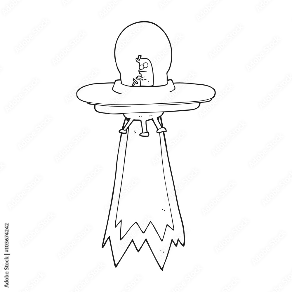 black and white cartoon flying saucer black and white cartoon flying saucer
