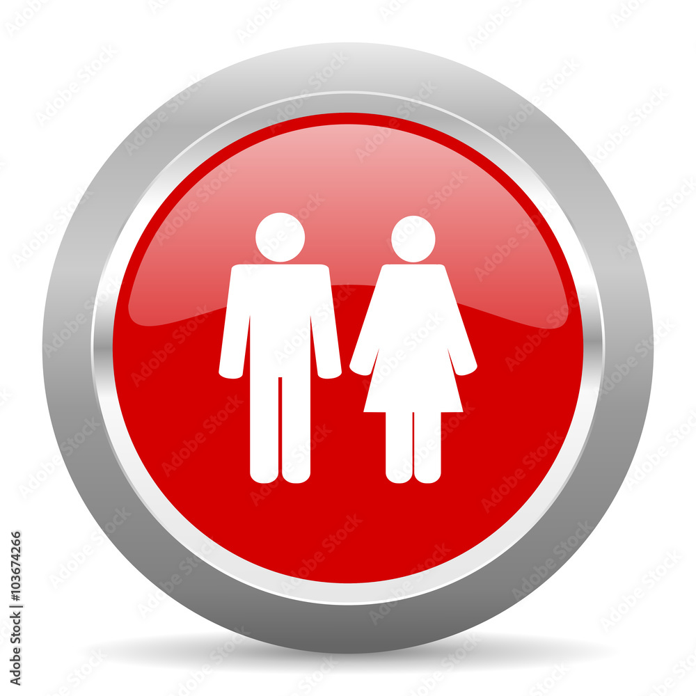couple red metallic chrome web circle glossy icon couple red metallic chrome web circle glossy icon