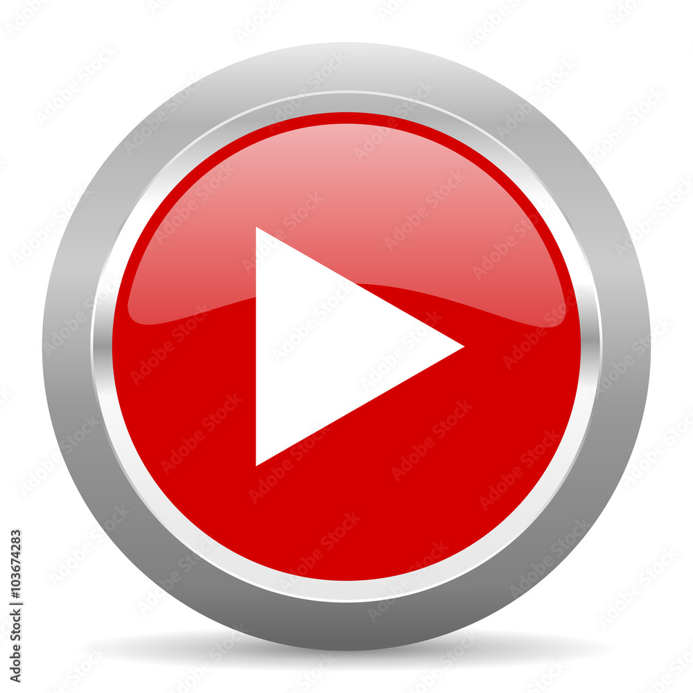 play red metallic chrome web circle glossy icon play red metallic chrome web circle glossy icon