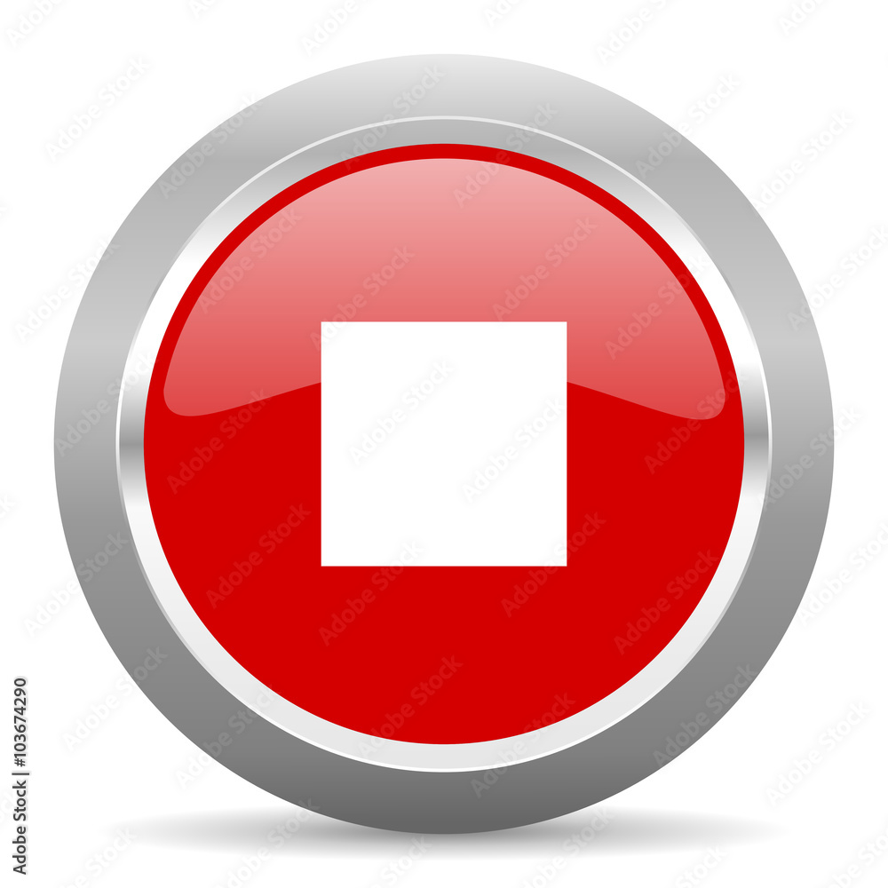 stop red metallic chrome web circle glossy icon stop red metallic chrome web circle glossy icon