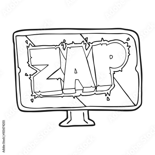 black and white cartoon zap screen