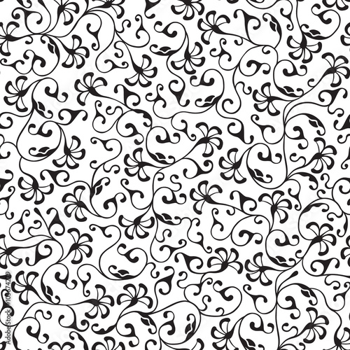 Black floral seamless lace. Vector pattern