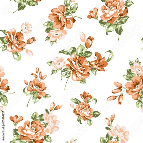 Orange Flowers Seamless Pattern