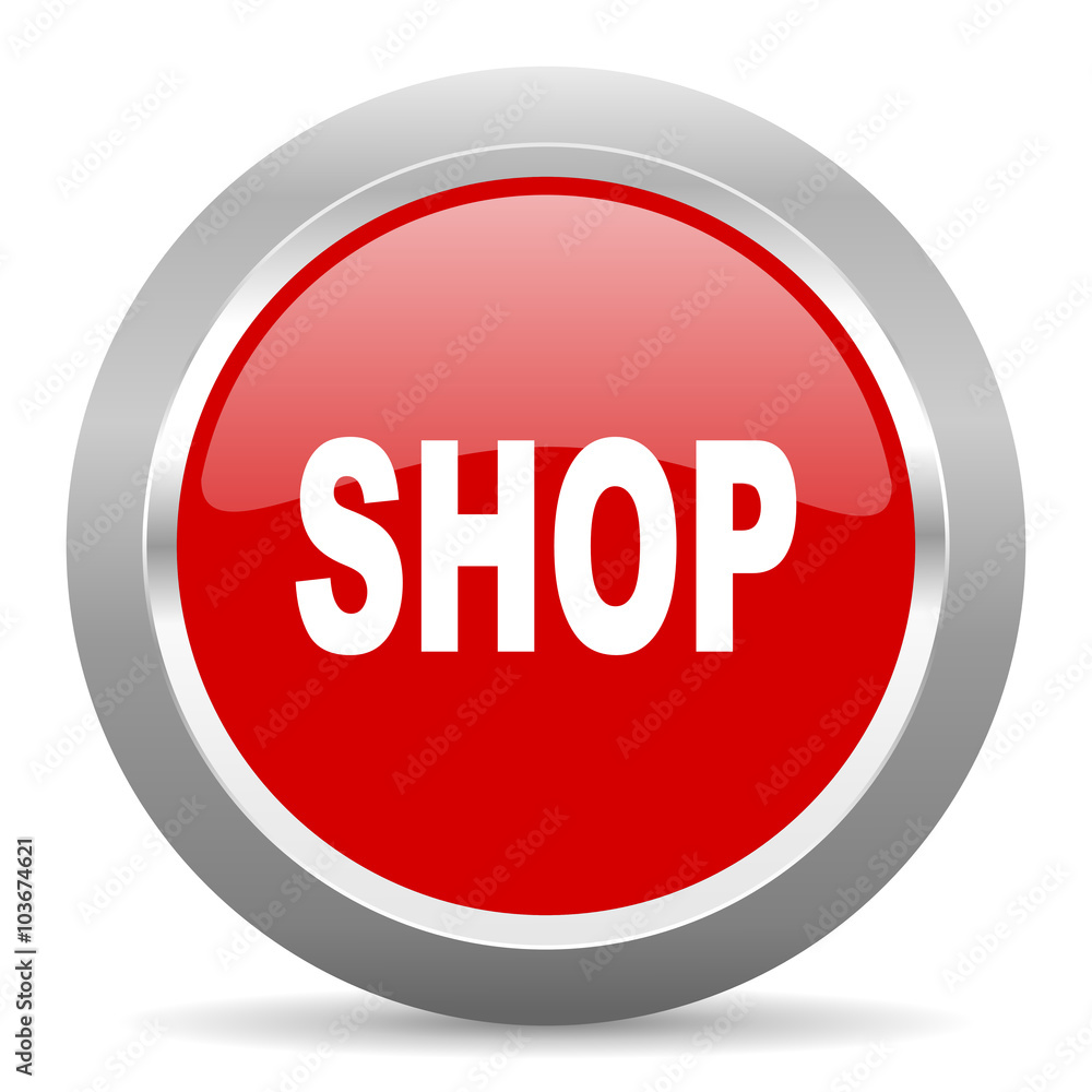 shop red metallic chrome web circle glossy icon shop red metallic chrome web circle glossy icon
