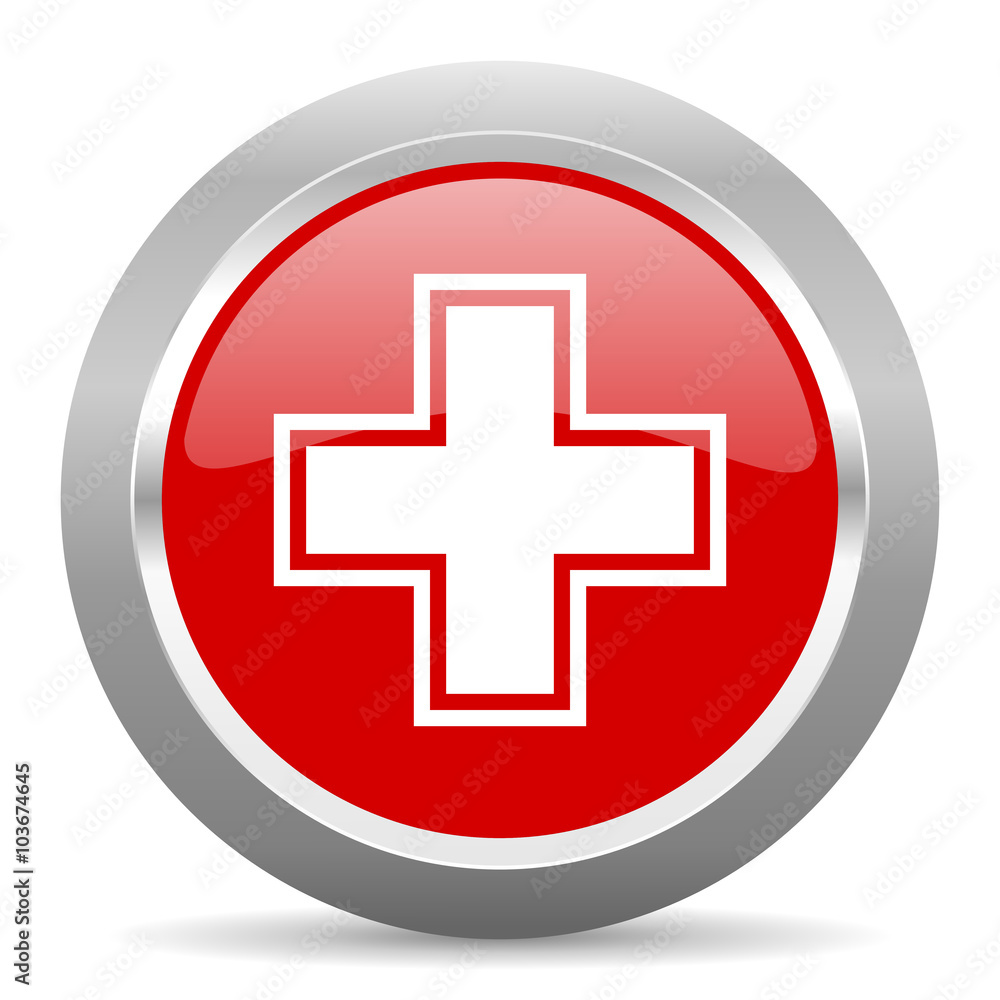 Obraz premium pharmacy red metallic chrome web circle glossy icon