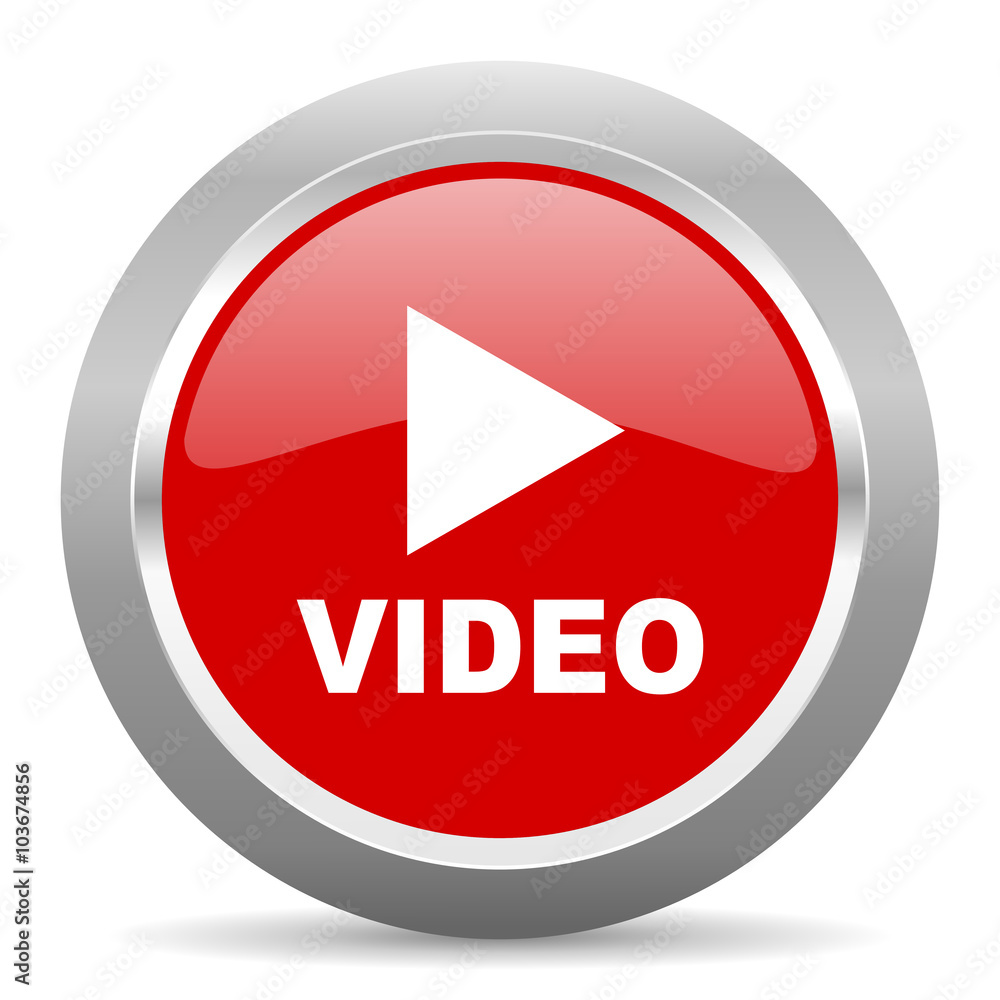 video red metallic chrome web circle glossy icon video red metallic chrome web circle glossy icon