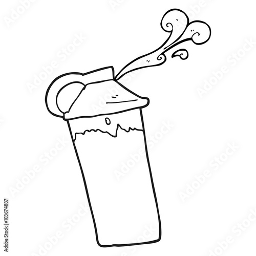 black and white cartoon protein shake