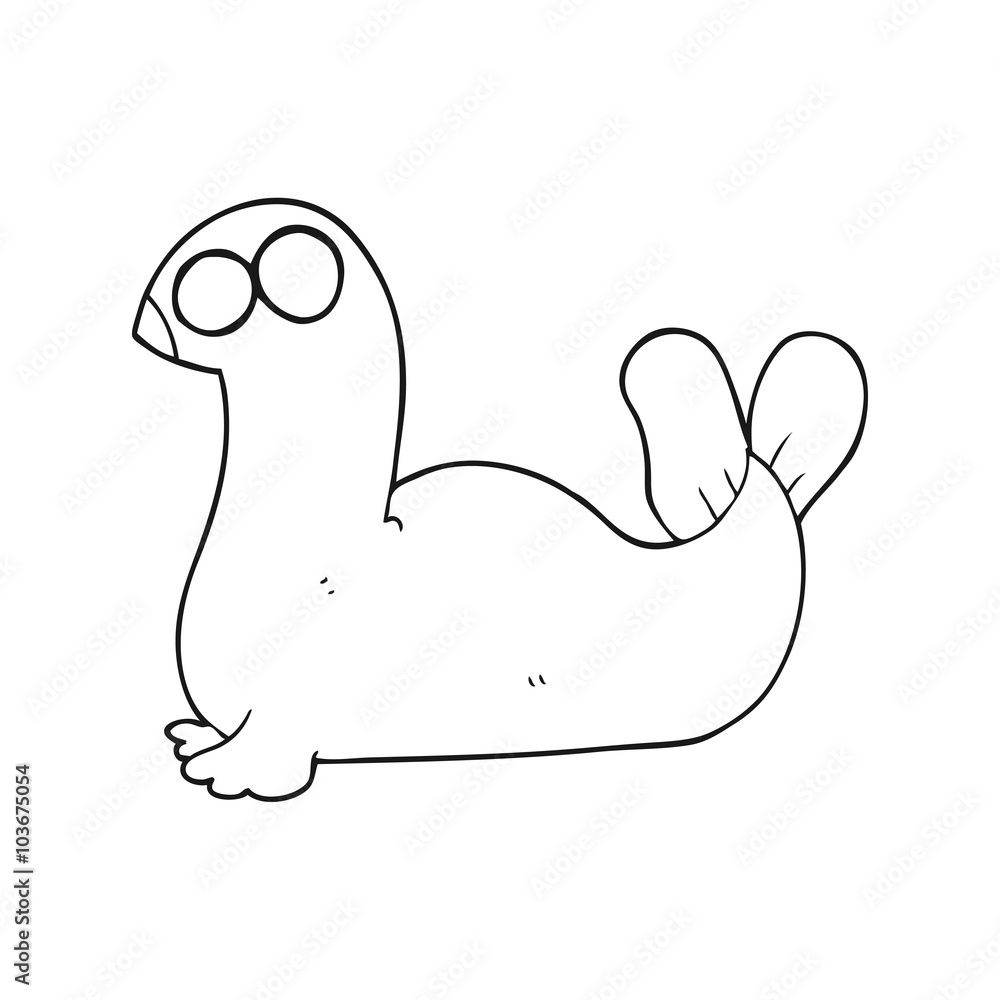 black and white cartoon seal black and white cartoon seal