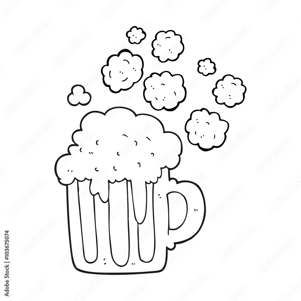 black and white cartoon foamy beer black and white cartoon foamy beer