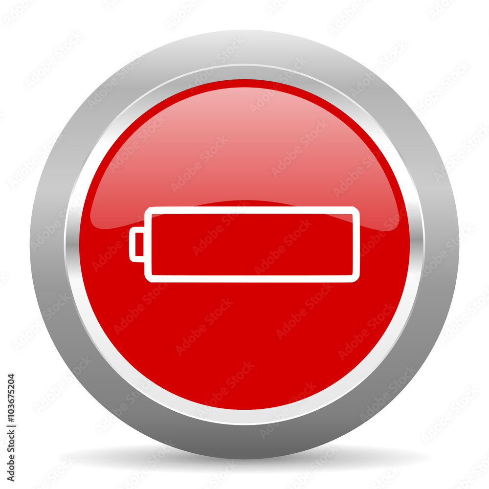 battery red metallic chrome web circle glossy icon battery red metallic chrome web circle glossy icon