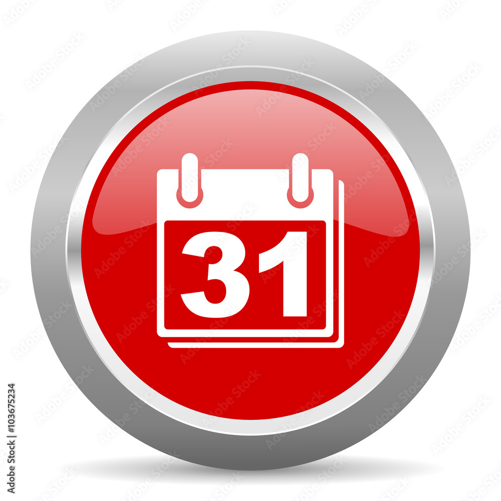 calendar red metallic chrome web circle glossy icon calendar red metallic chrome web circle glossy icon