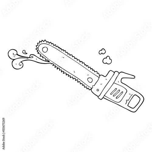 black and white cartoon bloody chainsaw