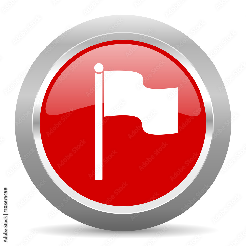 flag red metallic chrome web circle glossy icon flag red metallic chrome web circle glossy icon