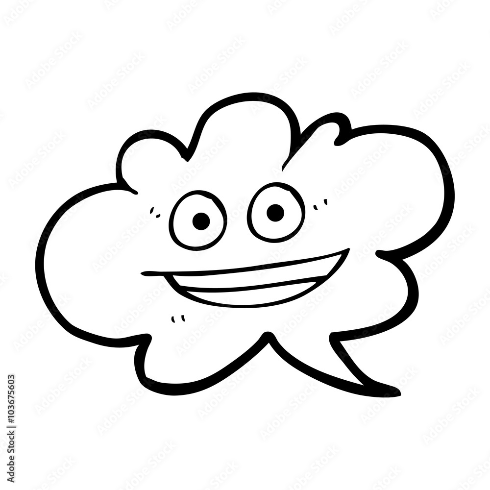black and white cartoon cloud speech bubble with face black and white cartoon cloud speech bubble with face