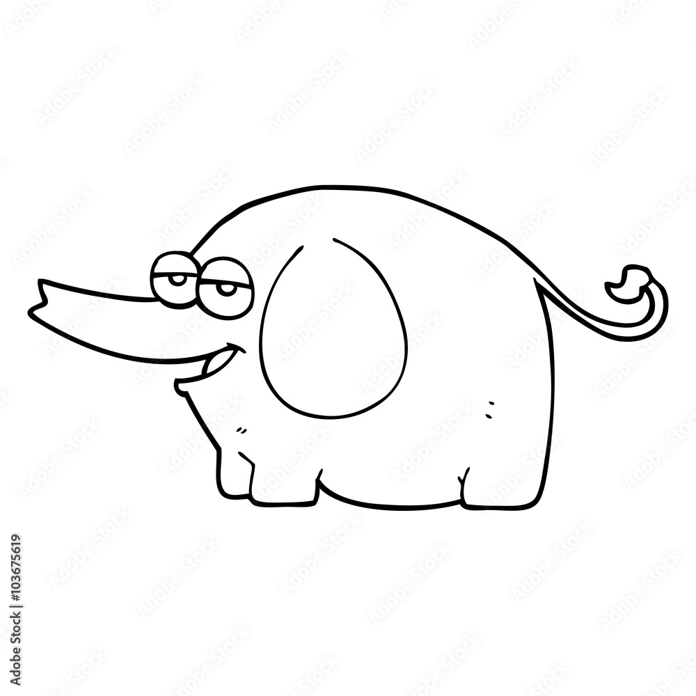black and white cartoon elephant squirting water black and white cartoon elephant squirting water