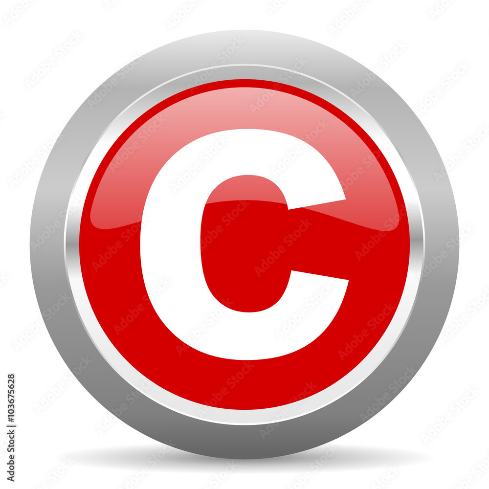 copyright red metallic chrome web circle glossy icon copyright red metallic chrome web circle glossy icon