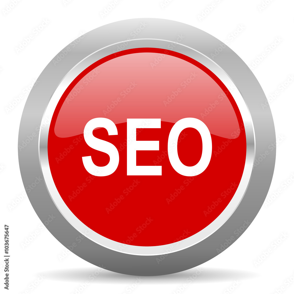 seo red metallic chrome web circle glossy icon seo red metallic chrome web circle glossy icon
