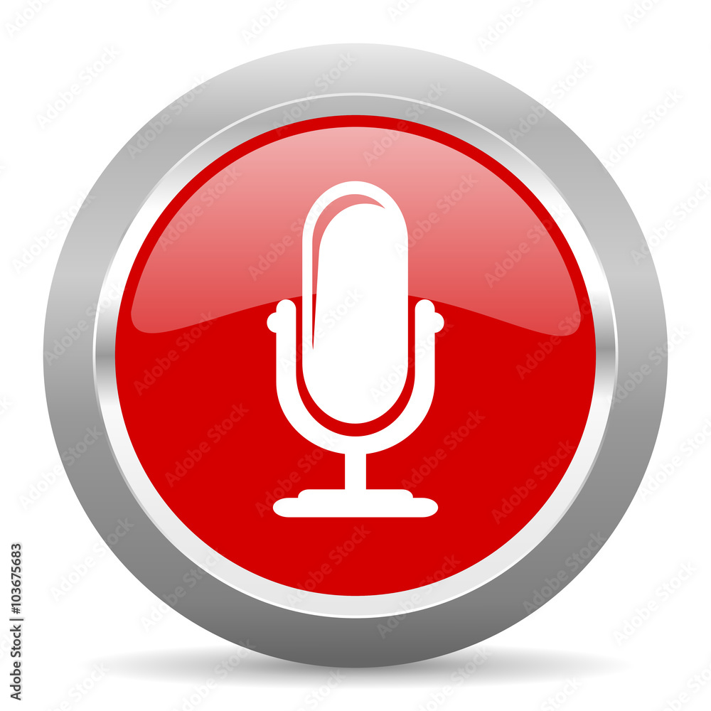 microphone red metallic chrome web circle glossy icon microphone red metallic chrome web circle glossy icon