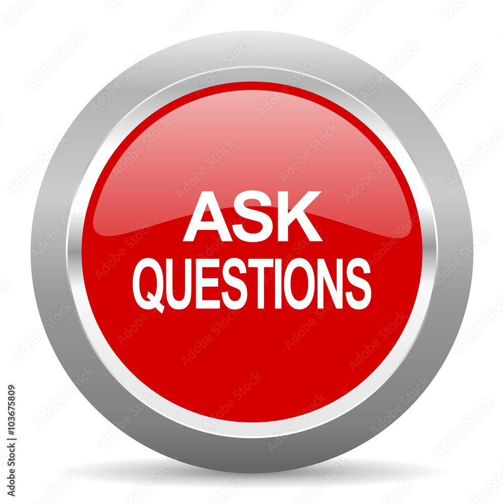 ask questions red metallic chrome web circle glossy icon ask questions red metallic chrome web circle glossy icon