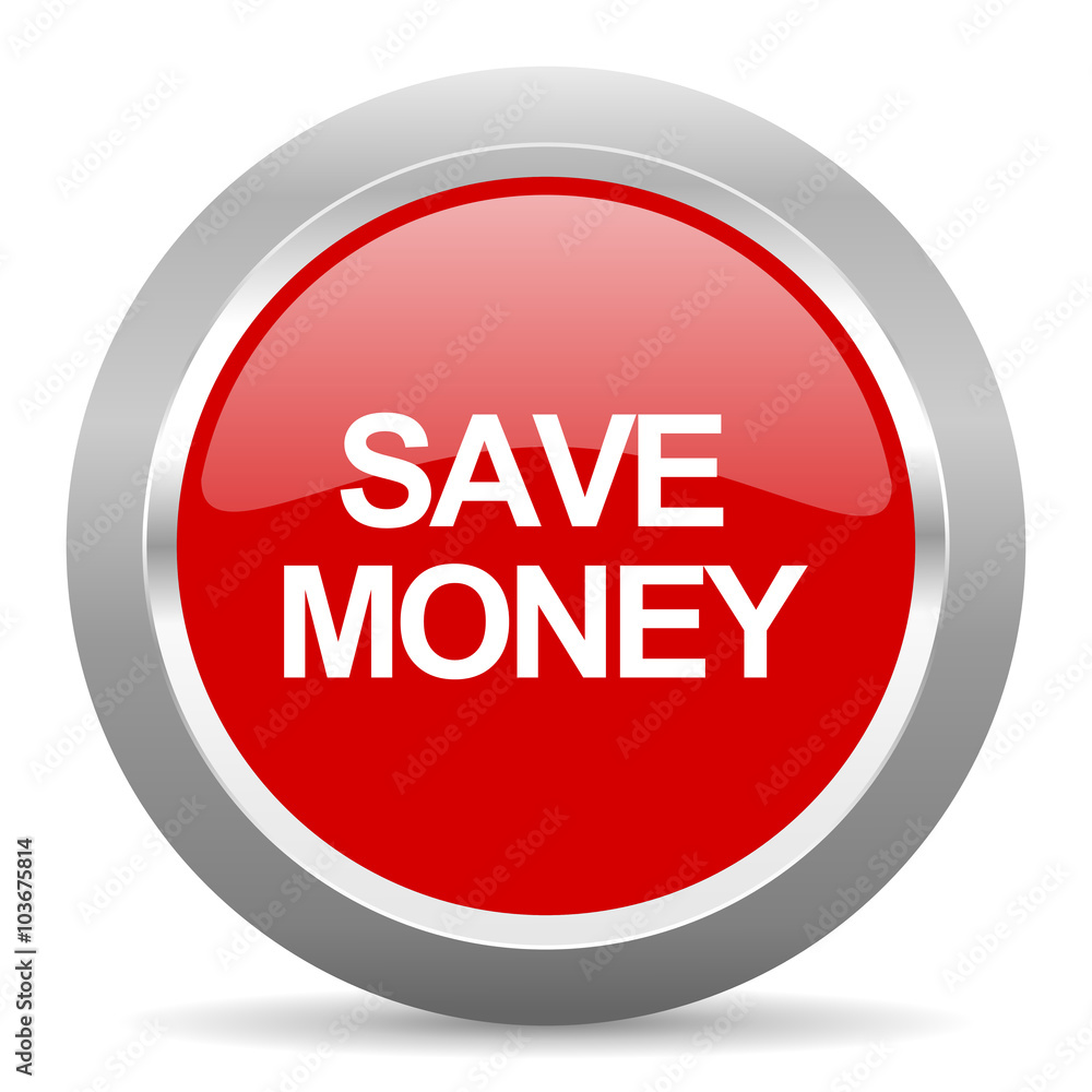 save money red metallic chrome web circle glossy icon save money red metallic chrome web circle glossy icon